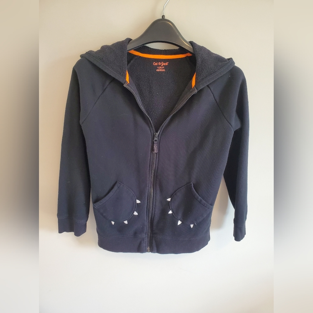 Cat and Jack girls Size L black cat style zip hoodie